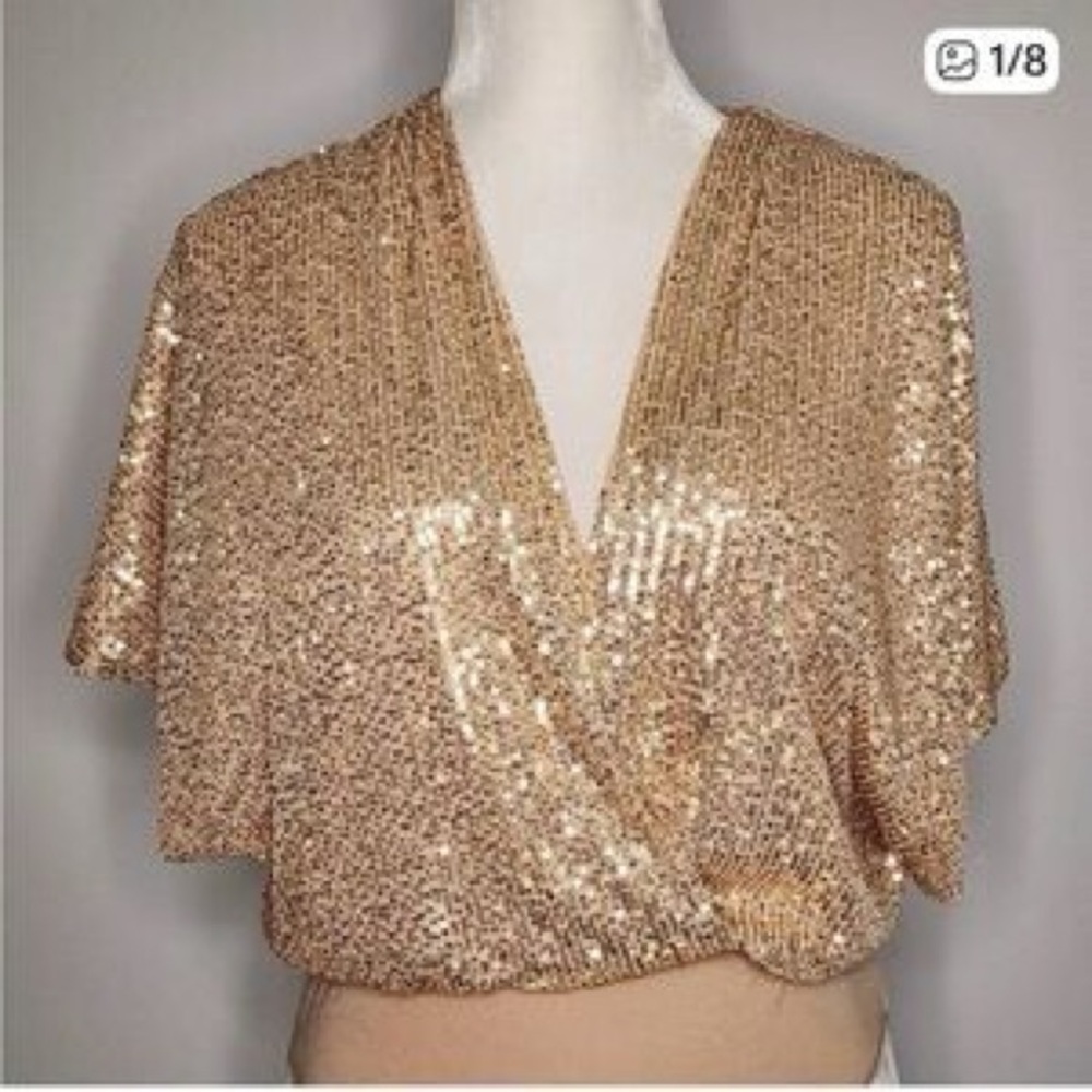 Wayf Gold Sequin Blouse